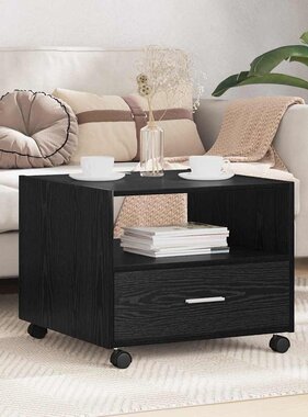 VidaXL Salontafel met lade Zwart Eiken 55 x 55 x 45cm Bewerkt hout
