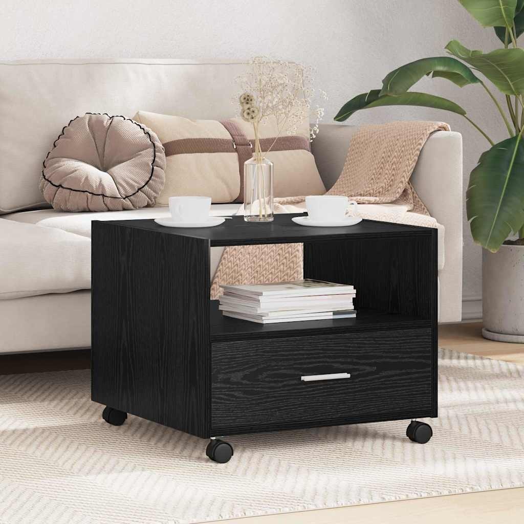 VidaXL Salontafel met lade Zwart Eiken 55 x 55 x 45cm Bewerkt hout