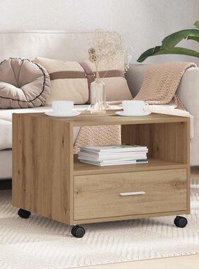 VidaXL Salontafel met lade Artisan Eiken 55 x 55 x 45cm Bewerkt hout