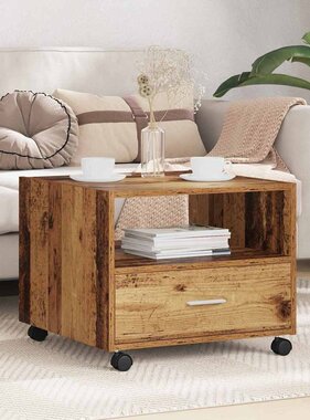 VidaXL Salontafel met lade Oud Hout 55 x 55 x 45cm Bewerkt hout