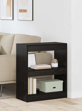 VidaXL Boekenkast Zwart Eiken 60 x 30 x 72 cm Bewerkt hout