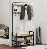 VidaXL Kapstok artisanaal eikenkleurig 95 x 34 x 184 cm Bewerkt hout