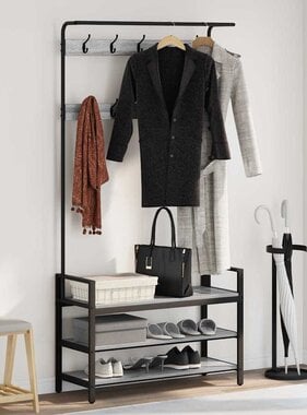 VidaXL Kapstok met plank Grijs sonoma 95 x 34 x 184 cm Bewerkt hout