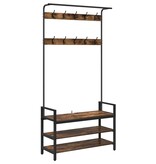 VidaXL Kapstok met plank Gerookt eiken 95 x 34 x 184 cm Bewerkt hout