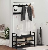 VidaXL Kapstok met plank Zwart eiken 95 x 34 x 184 cm Bewerkt hout