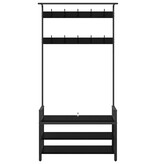 VidaXL Kapstok met plank Zwart eiken 95 x 34 x 184 cm Bewerkt hout