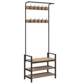 VidaXL Kapstok artisanaal eikenkleurig 75 x 34 x 184 cm Bewerkt hout