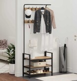 VidaXL Kapstok artisanaal eikenkleurig 75 x 34 x 184 cm Bewerkt hout