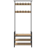 VidaXL Kapstok artisanaal eikenkleurig 75 x 34 x 184 cm Bewerkt hout