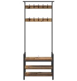 VidaXL Kapstok met plank Anders Oud hout 75 x 34 x 184 cm Bewerkt hout