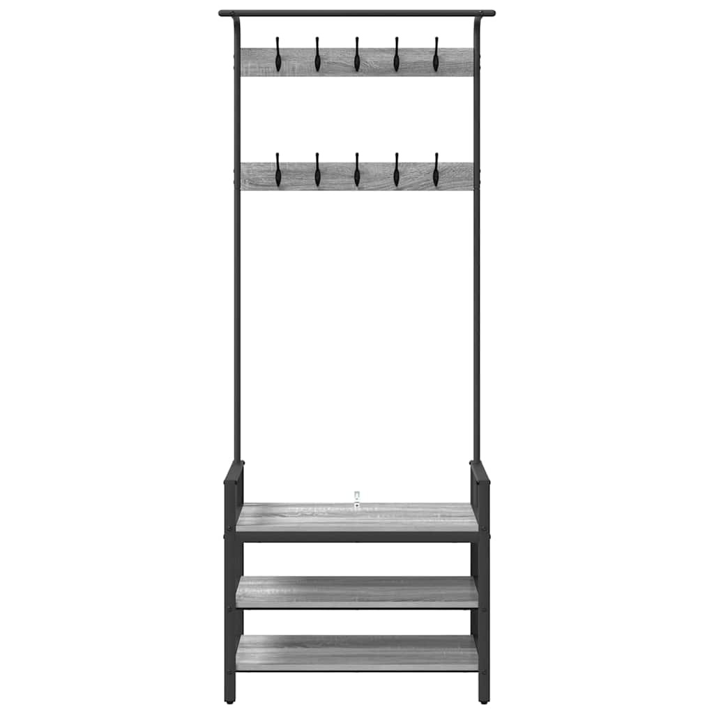 VidaXL Kapstok met plank Grijs sonoma 75 x 34 x 184 cm Bewerkt hout