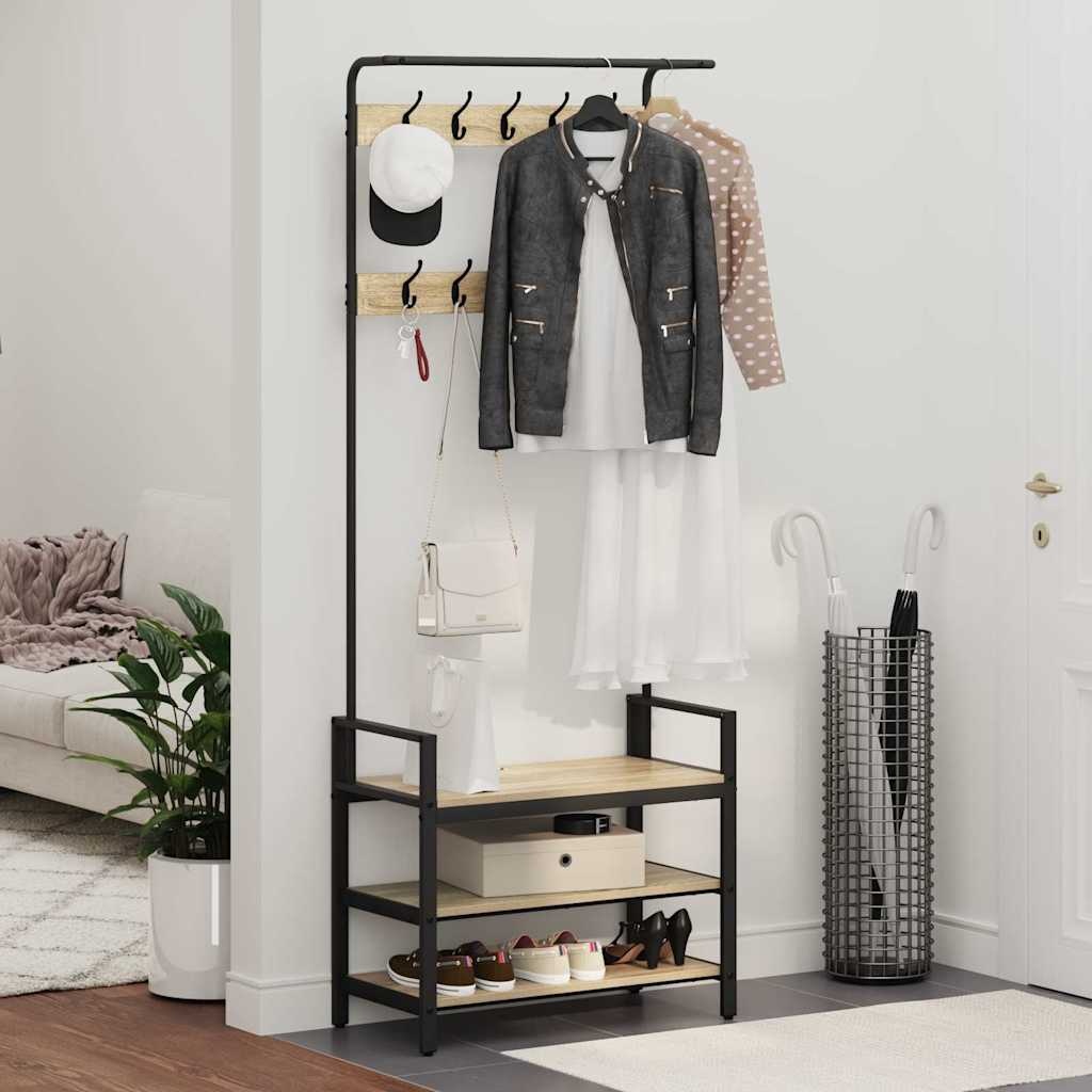 VidaXL Kapstok met plank Sonoma eiken 75 x 34 x 184 cm Bewerkt hout