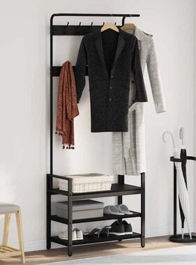 VidaXL Kapstok met plank Zwart eiken 75 x 34 x 184 cm Bewerkt hout