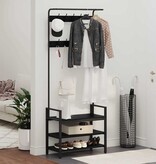 VidaXL Kapstok met plank Zwart eiken 75 x 34 x 184 cm Bewerkt hout