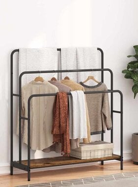 VidaXL Kledingrek met plank Oud hout 90 x 30 x 100,5 cm Bewerkt hout