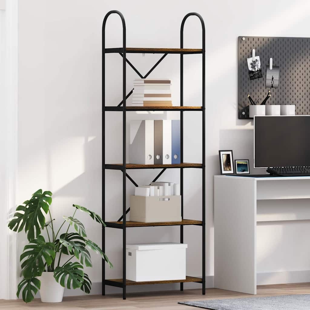 VidaXL Boekenkast Gerookt eiken 60 x 30 x 183 cm Bewerkt hout