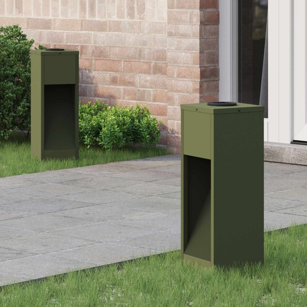 VidaXL Zonne LED Padverlichting 2 pcs Olijf Groen Koudgewalst staal