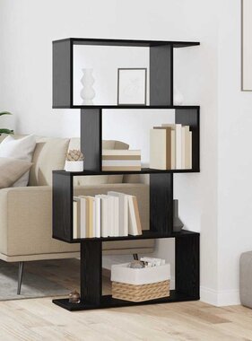 VidaXL Boekenkast Zwart Eiken 70 x 24 x 129 cm Bewerkt hout