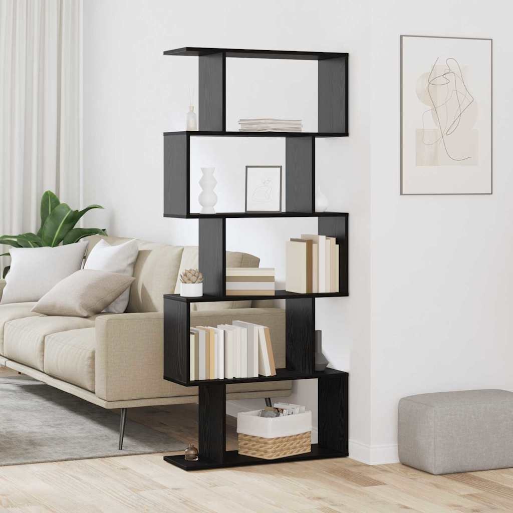 VidaXL Boekenkast Zwart Eiken 70 x 24 x 161 cm Bewerkt hout