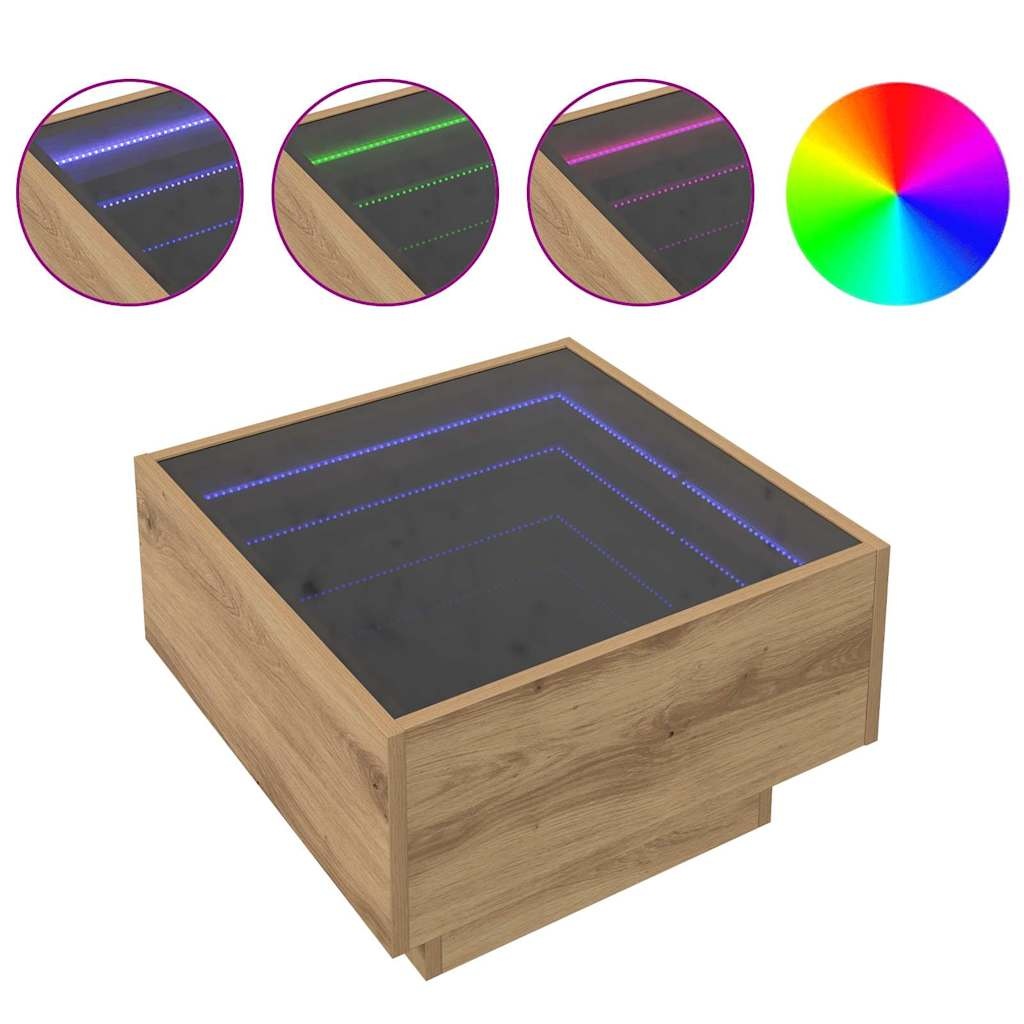 VidaXL Salontafel artisanaal eikenkleurig 50 x 50 x 30 cm Bewerkt hout