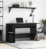 VidaXL Bureau met plank Zwart eiken 140 x 50 x 75 cm Bewerkt hout