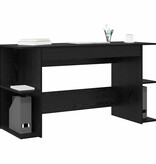 VidaXL Bureau met plank Zwart eiken 140 x 50 x 75 cm Bewerkt hout