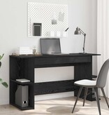 VidaXL Bureau met plank Zwart eiken 140 x 50 x 75 cm Bewerkt hout