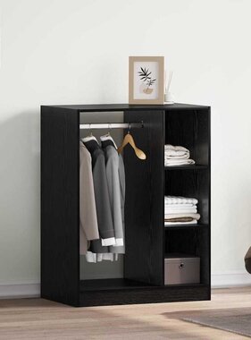 VidaXL Kledingkast met plank Zwart eiken 77 x 48 x 102 cm Bewerkt hout
