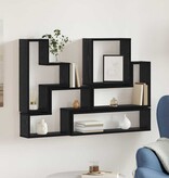 VidaXL Muur Cube met plank Zwart eiken 96 x 12 x 64 cm Bewerkt hout