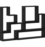 VidaXL Muur Cube met plank Zwart eiken 96 x 12 x 64 cm Bewerkt hout