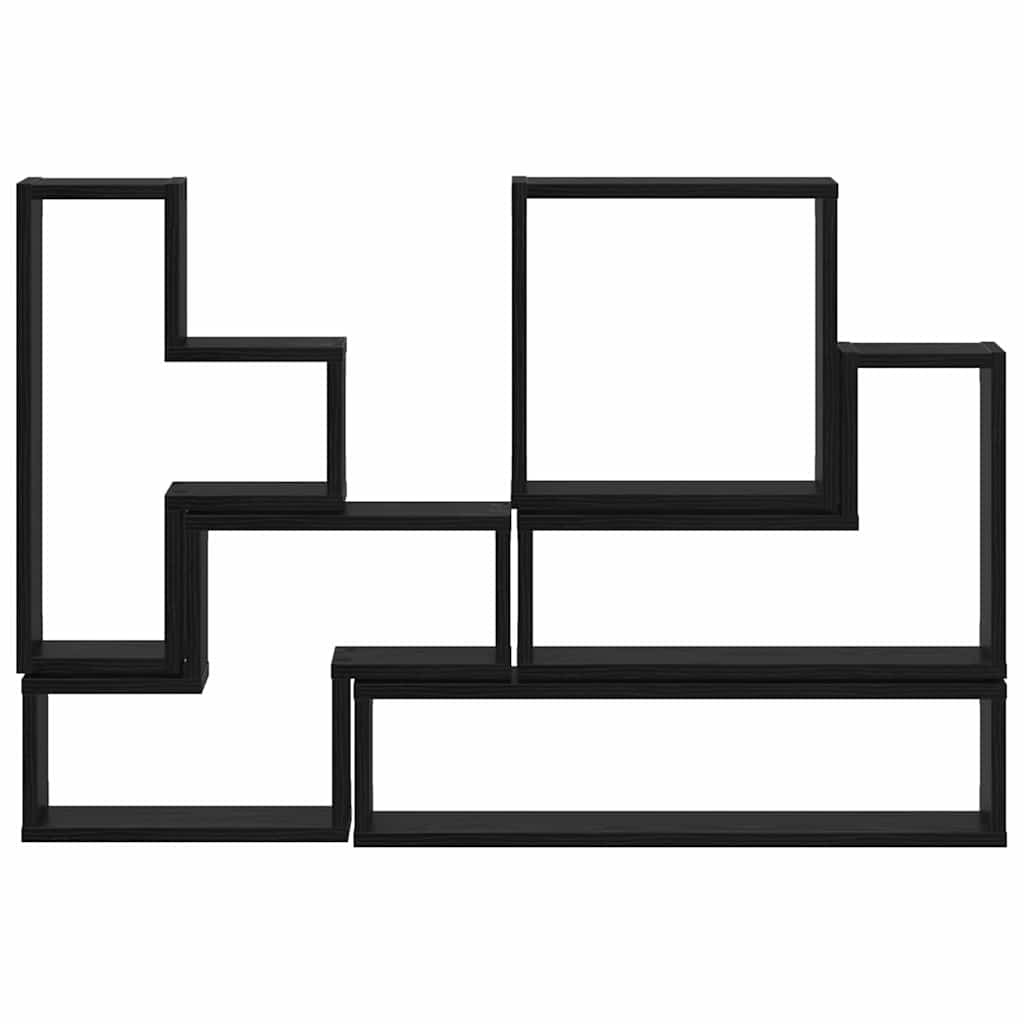 VidaXL Muur Cube met plank Zwart eiken 96 x 12 x 64 cm Bewerkt hout