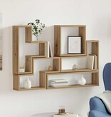 VidaXL Muur Cube artisanaal eikenkleurig 96 x 12 x 64 cm Bewerkt hout