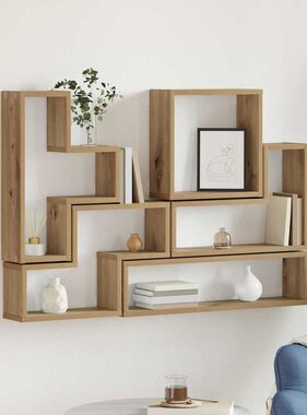 VidaXL Muur Cube artisanaal eikenkleurig 96 x 12 x 64 cm Bewerkt hout