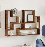 VidaXL Muur Cube met plank Oud hout 96 x 12 x 64 cm Bewerkt hout