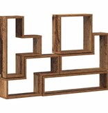 VidaXL Muur Cube met plank Oud hout 96 x 12 x 64 cm Bewerkt hout