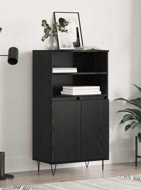 VidaXL Highboard Zwart 60 x 36 x 110 cm Bewerkt hout