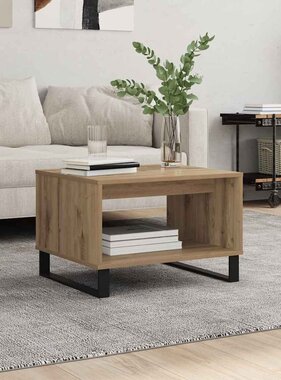 VidaXL Salontafel artisanaal eikenkleurig 60 x 50 x 40 cm Bewerkt hout