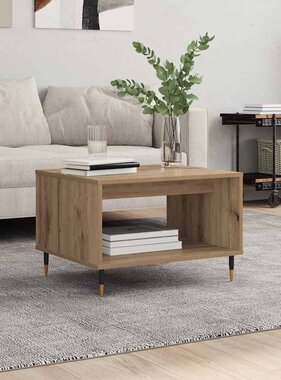 VidaXL Salontafel artisanaal eikenkleurig 60 x 50 x 40 cm Bewerkt hout