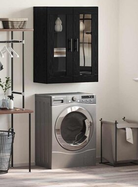 VidaXL Wandkast Zwart eiken 69.5 x 34 x 90 cm Bewerkt hout