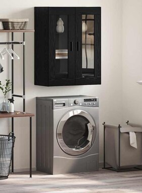 VidaXL Wandkast Wandgemonteerd Zwart 69,5 x 34 x 90 cm Bewerkt hout