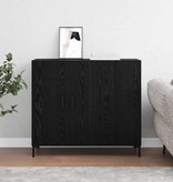 VidaXL Dressoir Zwart Eiken 90 x 34 x 80 cm Bewerkt hout