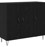 VidaXL Dressoir Zwart Eiken 90 x 32,5 x 80 cm Bewerkt hout