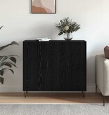 VidaXL Dressoir Zwart Eiken 90 x 32,5 x 80 cm Bewerkt hout