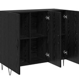 VidaXL Dressoir Zwart Eiken 90 x 32,5 x 80 cm Bewerkt hout