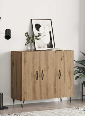 VidaXL Dressoir Artisan Eiken 90 x 32,5 x 80 cm Bewerkt hout