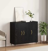 VidaXL Dressoir Zwart Eiken 90 x 34 x 80 cm Bewerkt hout