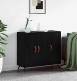 VidaXL Dressoir Zwart Eiken 89,5 x 34 x 80 cm Bewerkt hout