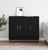 VidaXL Dressoir Zwart Eiken 89,5 x 34 x 80 cm Bewerkt hout