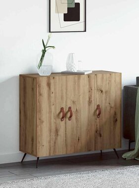 VidaXL Dressoir Artisan Eiken 89,5 x 34 x 80 cm Bewerkt hout