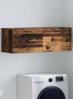 VidaXL Wandkast Wandgemonteerd Oudhout 100 x 36,5 x 35 cm Bewerkt hout